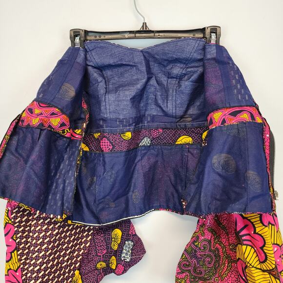 Womens African Ankara Top Size S Flare Sleeve Multicolor Handmade Psychedelic - Picture 12 of 13